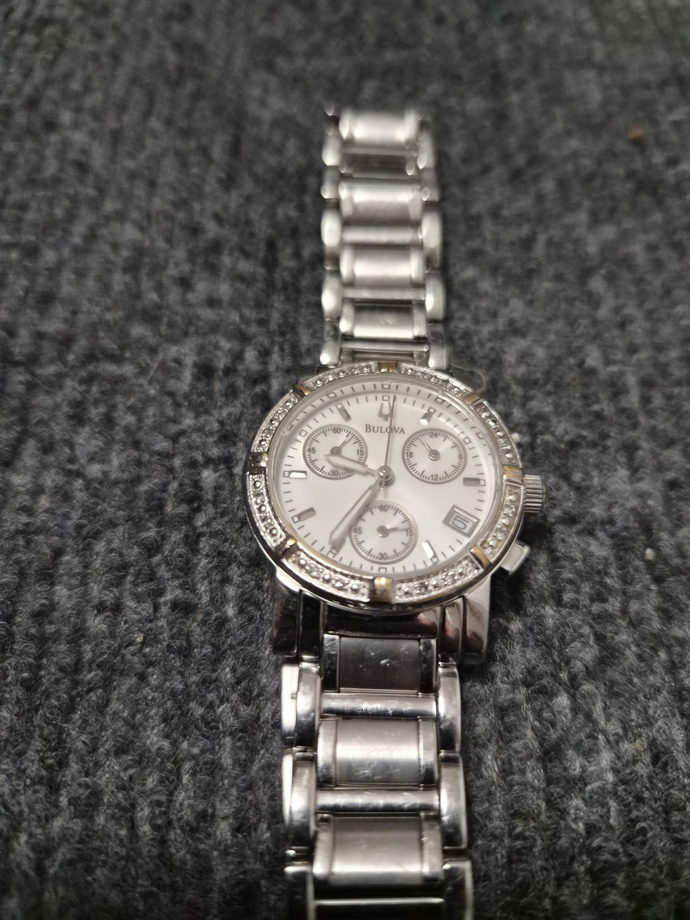 Bulova Women’s Silver Crystal Accent Chronograph Watch